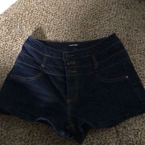 high rise jean shorts